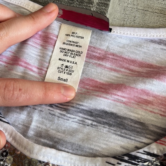 Body Central Rainbow Striped Sequin Relaxed Fit Top - Size Small - Picture 5 of 12